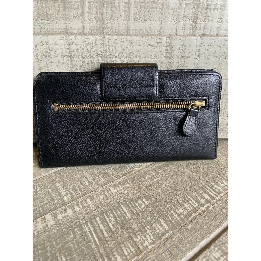 Juicy Couture Black Leather Wallet with Rose Gold Hardware Vintage Y2K Tri-Fold - Picture 4 of 7